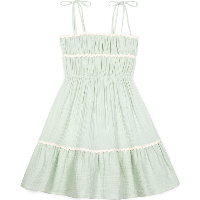 Anette Muslin Dress, Green Lily
