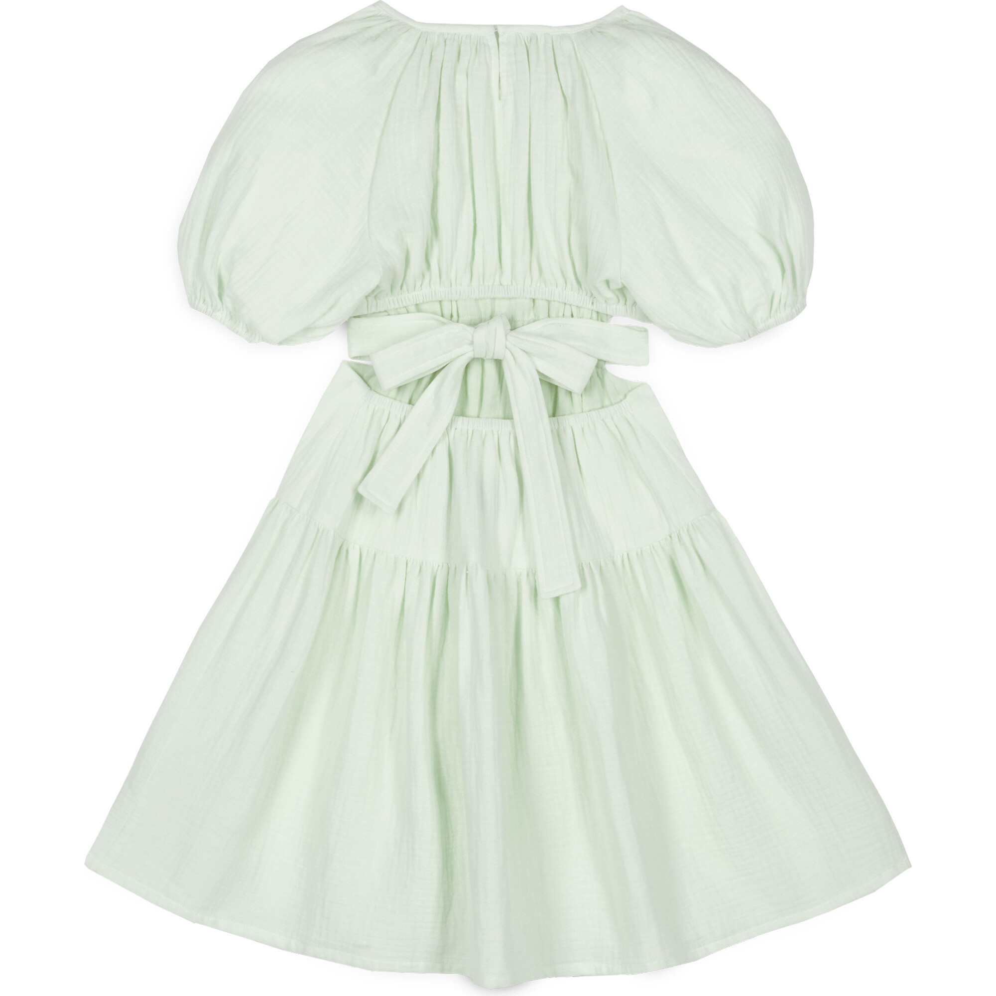 Marine Muslin Cut-Out Dress, Green Lily - Dresses - 1
