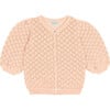 Dakota Cotton Openwork Cardigan, Light Salmon - Cardigans - 1 - thumbnail