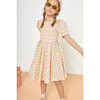 Marie Satin Dress, Cream & Coral - Dresses - 3