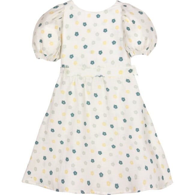 Marjorie Flower Muslin Dress, Cream & Green Lily - Dresses - 2