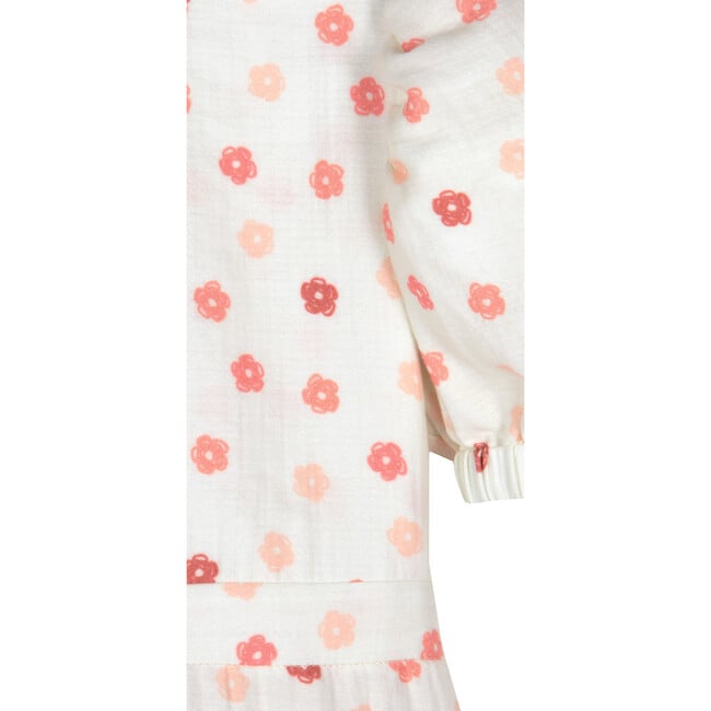 Marjorie Flower Muslin Dress, Cream & Coral - Dresses - 3