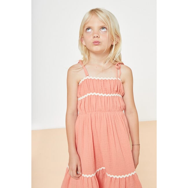 Anette Muslin Dress, Coral - Dresses - 3