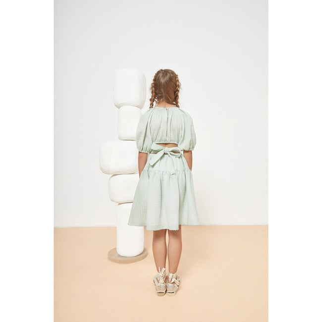 Marine Muslin Cut-Out Dress, Green Lily - Dresses - 5