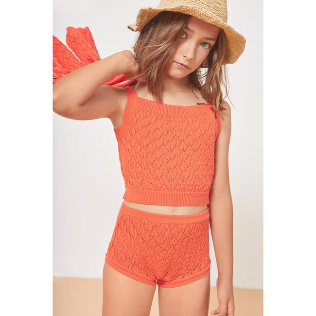 Dakota Cotton Openwork Short, Coral - Shorts - 3