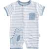 Striped Dinosaur Pocket Romper, Blue - Onesies - 1 - thumbnail