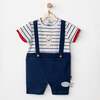 Striped Sailor Bear Romper, Navy - Onesies - 2