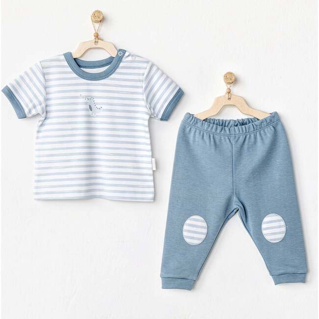 Striped Dinosaur Outfit, Blue