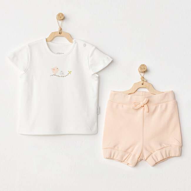 Spring Birds Summer Outfit, White - Mixed Apparel Set - 2