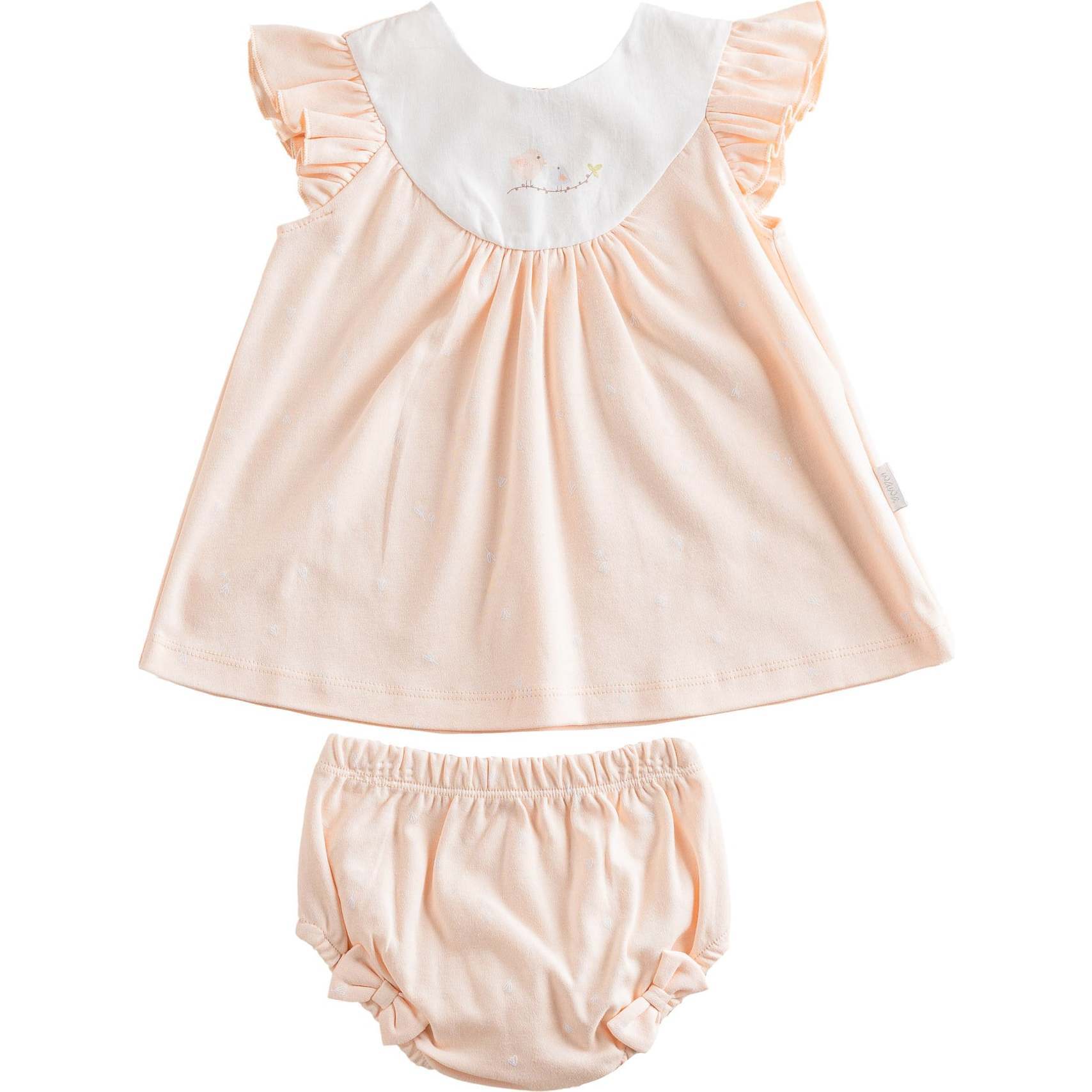 Spring Birds Ruffle Dress, Pink - Dresses - 1