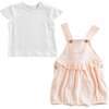 Spring Birds Overalls Outfit, Pink - Mixed Apparel Set - 1 - thumbnail