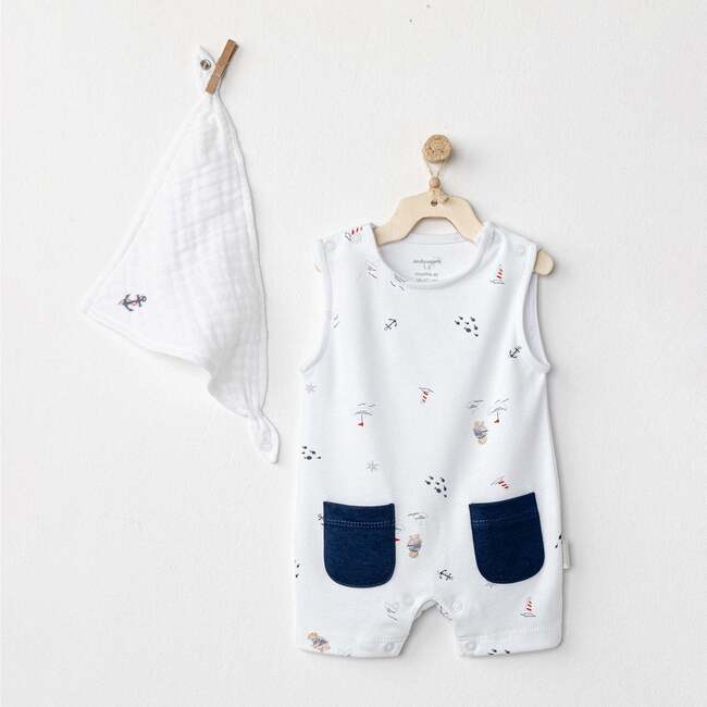 Sailor Bear Sleeveless Romper & Bib - Onesies - 2