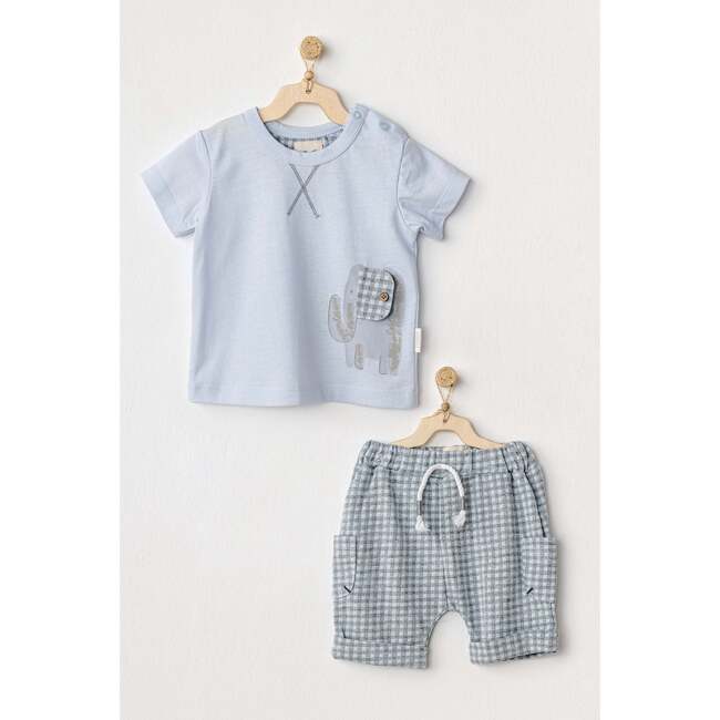 Safari Plaid Summer Outfit, Blue - Mixed Apparel Set - 2