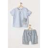 Safari Plaid Summer Outfit, Blue - Mixed Apparel Set - 2