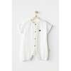 Muslin Cotton Romper, White - Bodysuits - 2