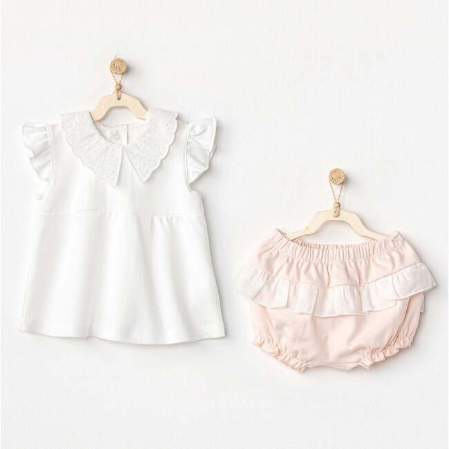 Duck Ruffle Summer Outfit, White - Mixed Apparel Set - 2