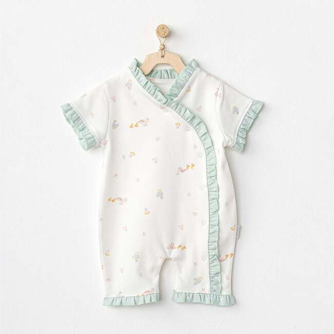 Duck Print Ruffle Romper, White - Rompers - 2