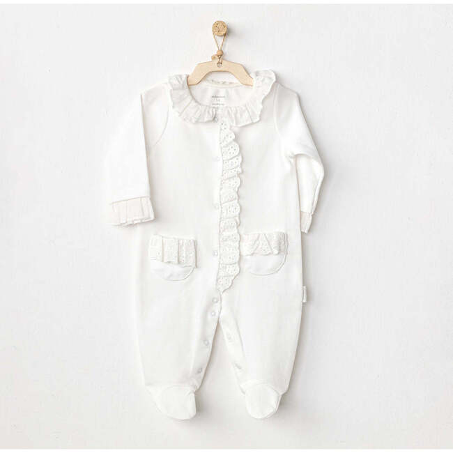 Duck Pocket Ruffle Babygrow, White - Onesies - 2