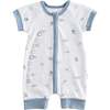 Dinosaur Print Zip Up Romper, White - Onesies - 1 - thumbnail