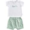 Dinosaur Graphic Summer Outfit, White - Mixed Apparel Set - 1 - thumbnail