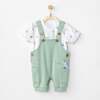 Dinosaur Print Overalls Outfit, Green - Overalls - 2