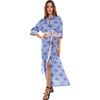 Women's Gaby Long Sleeve Contrast Tie Belt Shirt Dress, Periwinkle - Dresses - 1 - thumbnail