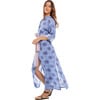 Women's Gaby Long Sleeve Contrast Tie Belt Shirt Dress, Periwinkle - Dresses - 2