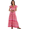 Women's Anabella V-Neck Short Sleeve Maxi Dress, Pink Paisley - Dresses - 1 - thumbnail