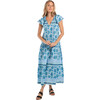 Women's Anabella V-Neck Short Sleeve Maxi Dress, Blue Garden - Dresses - 1 - thumbnail