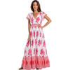 Women's Amelia V-Neck Short Sleeve Maxi Dress, Pink & Peach - Dresses - 1 - thumbnail