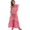 Women's Anabella V-Neck Short Sleeve Maxi Dress, Pink Paisley - Dresses - 2