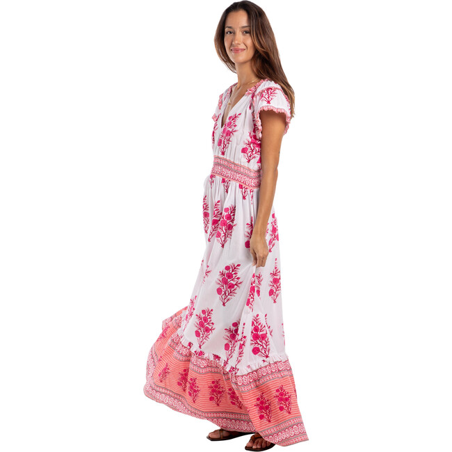 Women's Amelia V-Neck Short Sleeve Maxi Dress, Pink & Peach - Dresses - 3