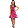 Women's Allegra Deep V-Neck Sleeveless Tired Short Dress, Fuchsia - Dresses - 2