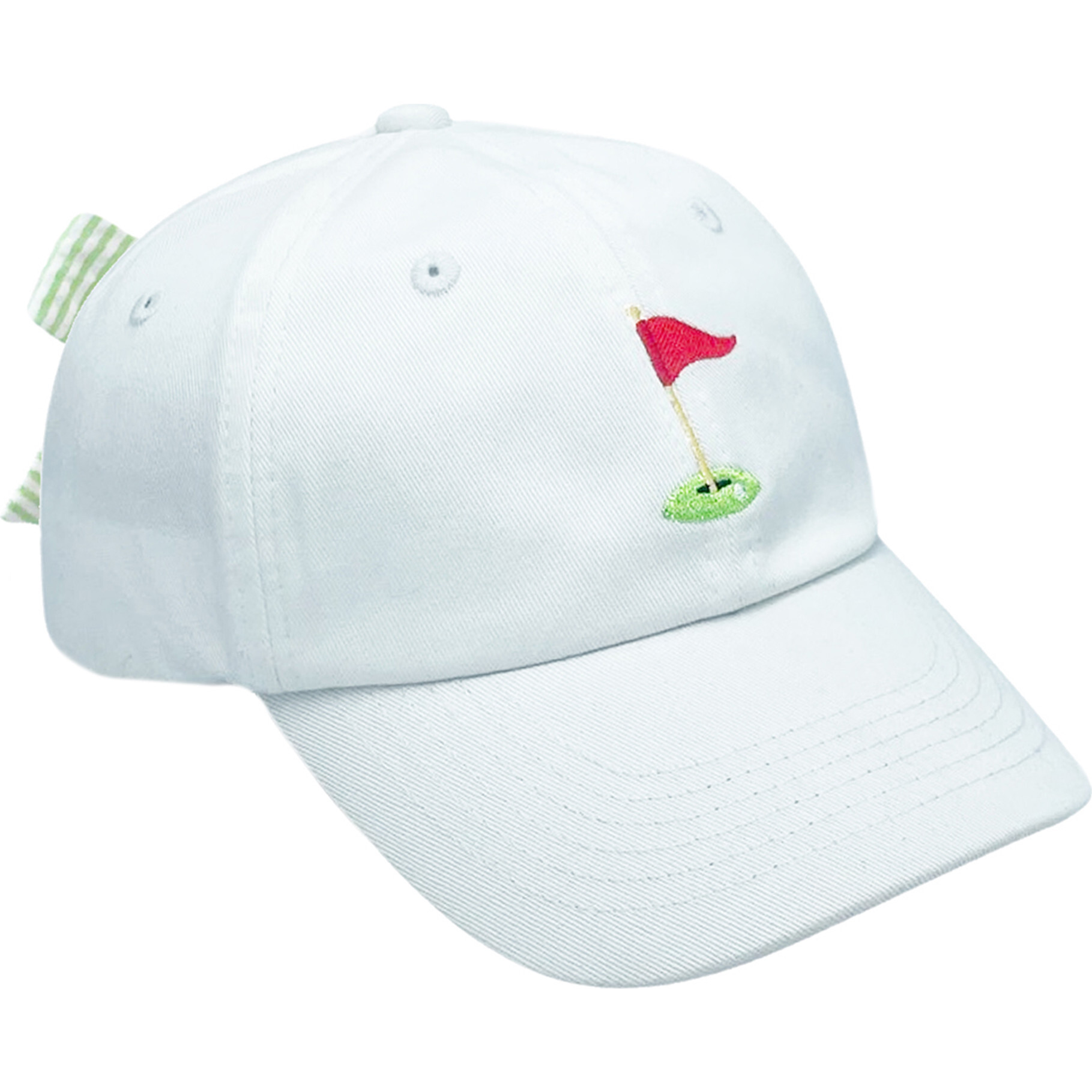 Golf Flag Bow Baseball Hat, White - Hats - 1