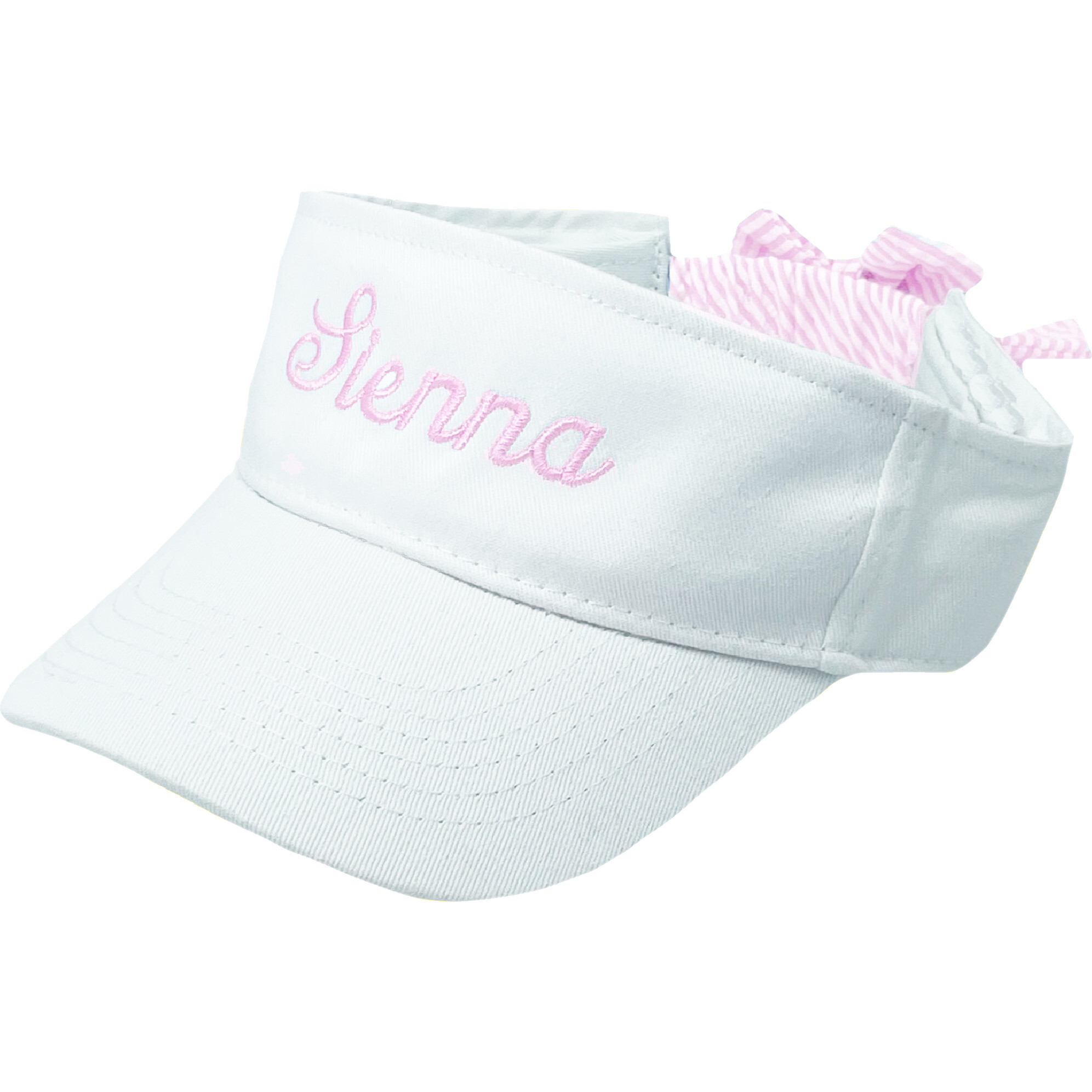 Girls' Customizable Bow Visor, White/Pink - Hats - 1