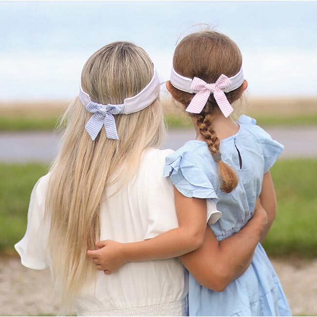 Girls' Customizable Bow Visor, White/Pink - Hats - 2