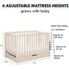 Colby 4-in-1 Convertible Crib With Trundle Drawer, Washed Natural - Cribs - 8