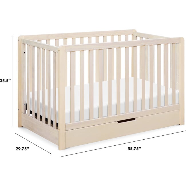 Colby 4-in-1 Convertible Crib With Trundle Drawer, Washed Natural - Cribs - 9