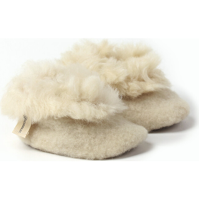 Alpaca Fur Slippers, Ivory