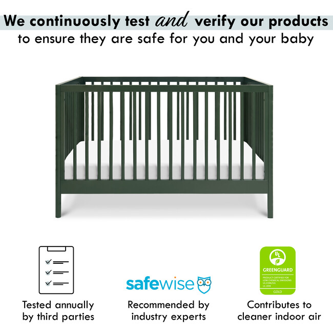 Birdie 3-In-1 Convertible Crib, Forest Green - Cribs - 6