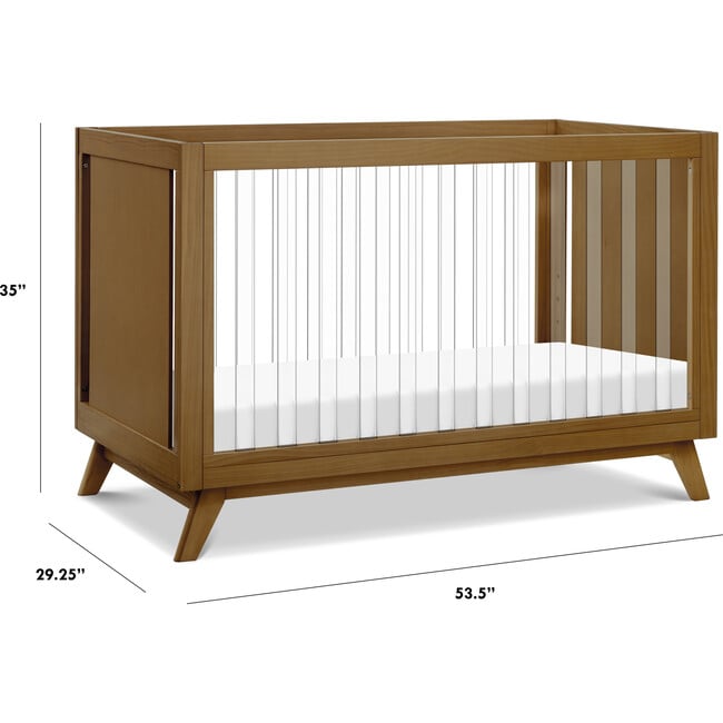 Otto 3-In-1 Convertible Crib, Walnut & Acrylic - Cribs - 7