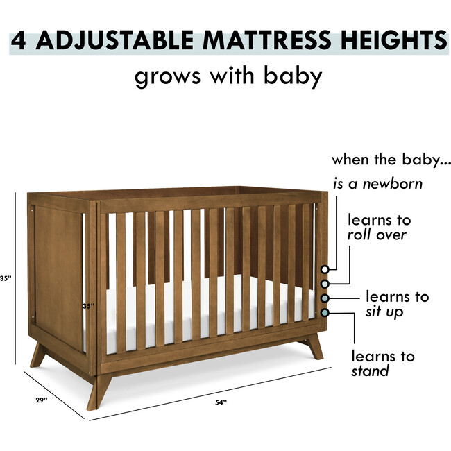 Otto 3-in-1 Convertible Crib, Walnut - Cribs - 8