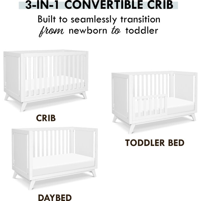 Otto 3-in-1 Convertible Crib, White - Cribs - 5