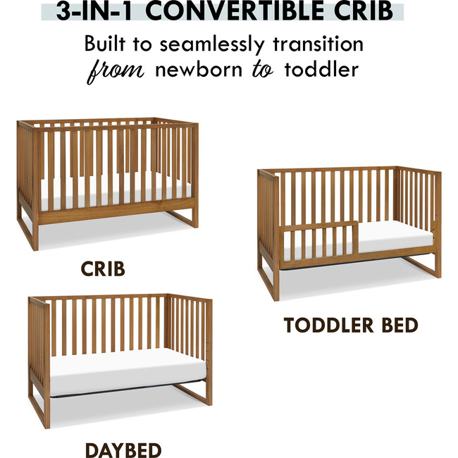 Hunter 3-In-1 Convertible Crib, Chestnut - Cribs - 7
