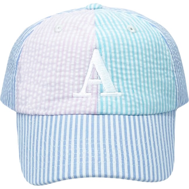 Customizable Seersucker Baseball Hat, Blue/Pink/Aqua - Hats - 6