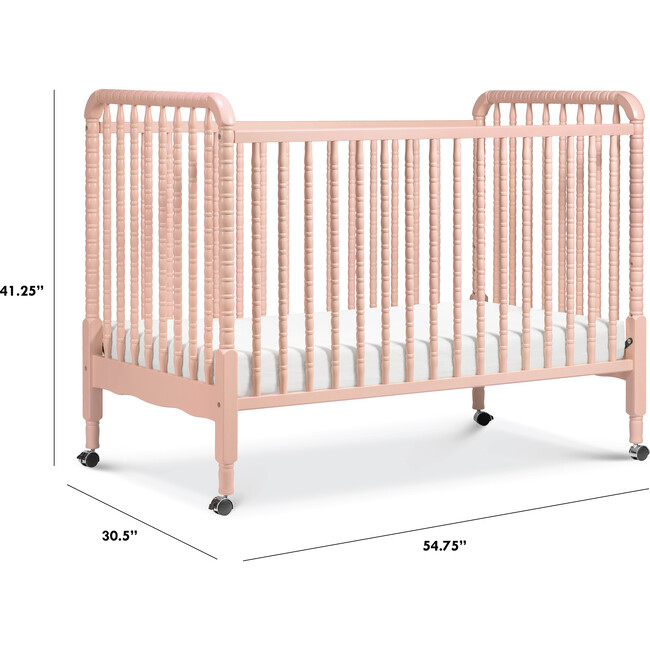 Jenny Lind 3-in-1 Convertible Crib, Blush Pink - Cribs - 4