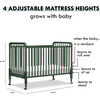 Jenny Lind 3-in-1 Convertible Crib, Forest Green - Cribs - 8