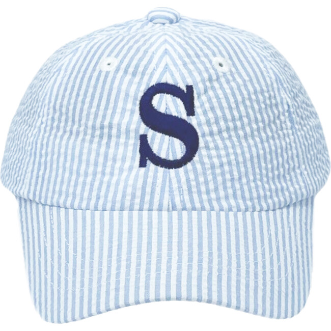 Customizable Seersucker Baseball Hat, Blue