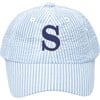 Customizable Seersucker Baseball Hat, Blue - Hats - 1 - thumbnail