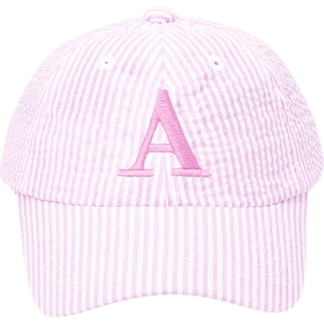 Customizable Seersucker Baseball Hat, Pink